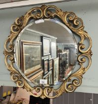 Antique Ansonia mirror - Approx frame diameter 49cm - glass diameter 35cm