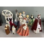 Collection of Royal Worcester figurines together with Lladro etc