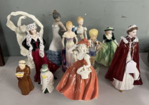 Collection of Royal Worcester figurines together with Lladro etc