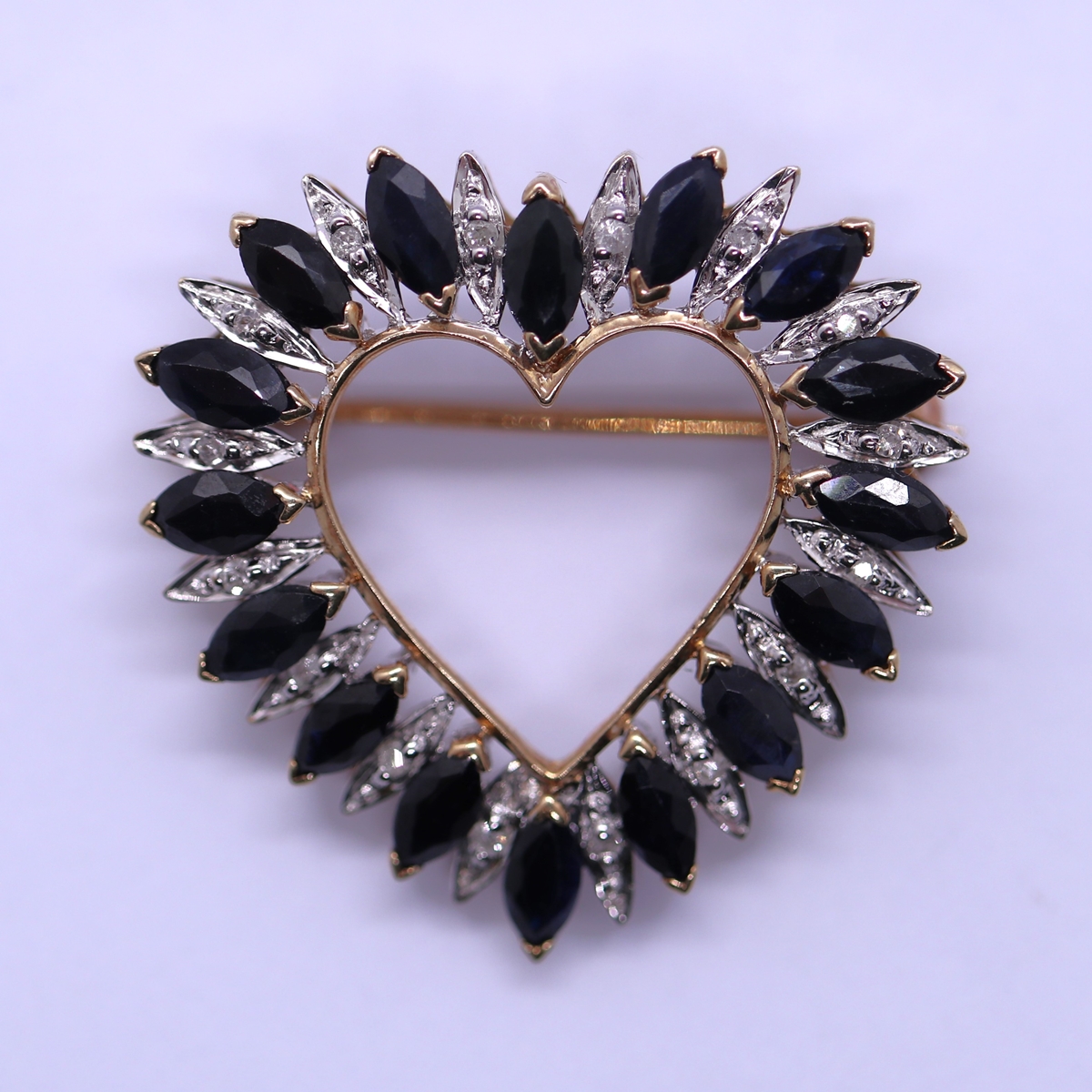 9ct gold sapphire & diamond set brooch