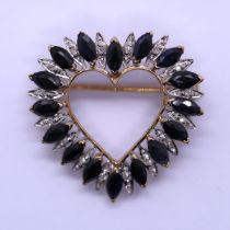 9ct gold sapphire & diamond set brooch