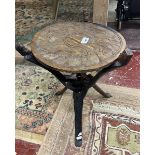 African carved folding tripod table