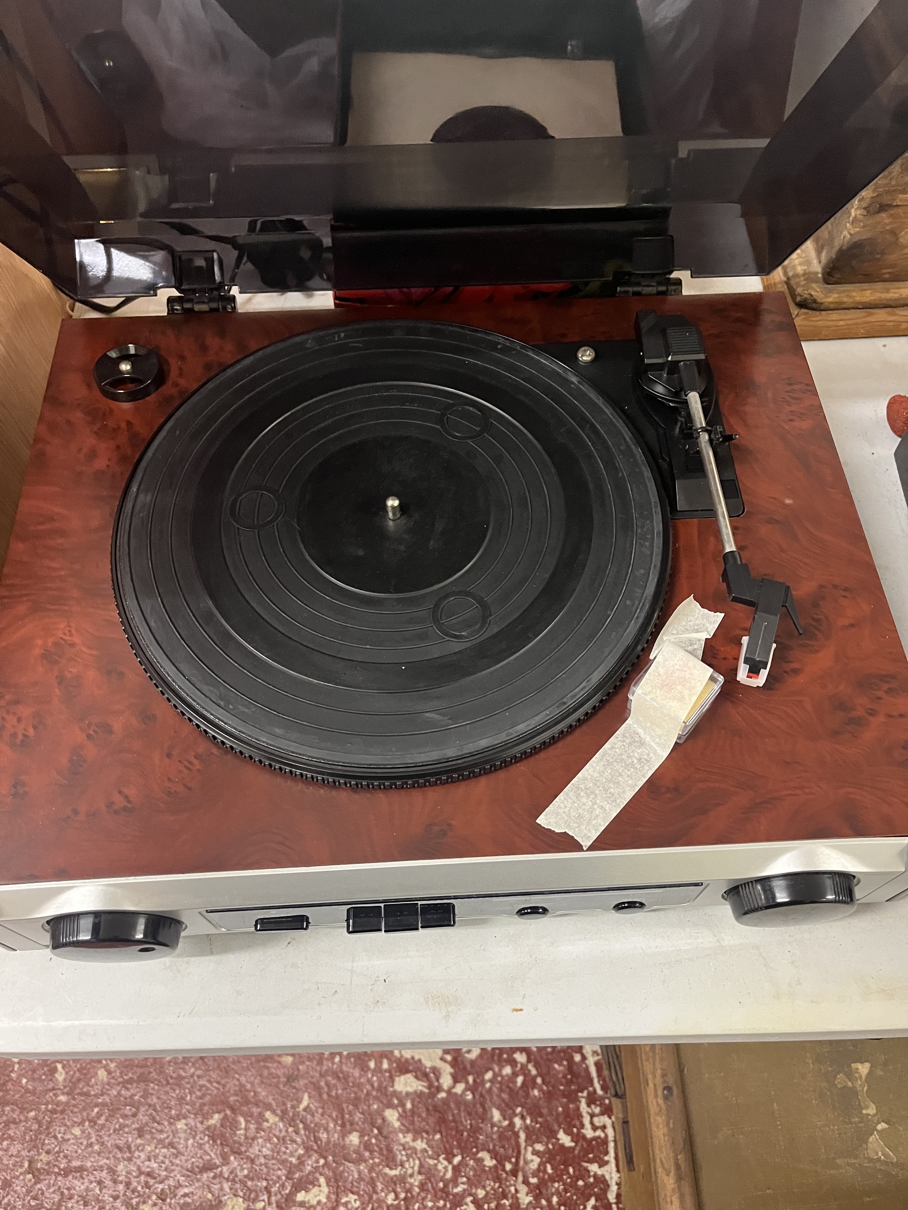 Record player together with a collection of records to include the Beatles and Led Zeppelin etc - Image 3 of 23