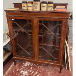 Edwardian mahogany library bookcase - Approx size: W: 123cm D: 36cm H: 150cm