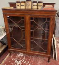 Edwardian mahogany library bookcase - Approx size: W: 123cm D: 36cm H: 150cm