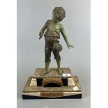 Art Deco 'Happy Fisher' figure on marble base - Approx height: 42cm