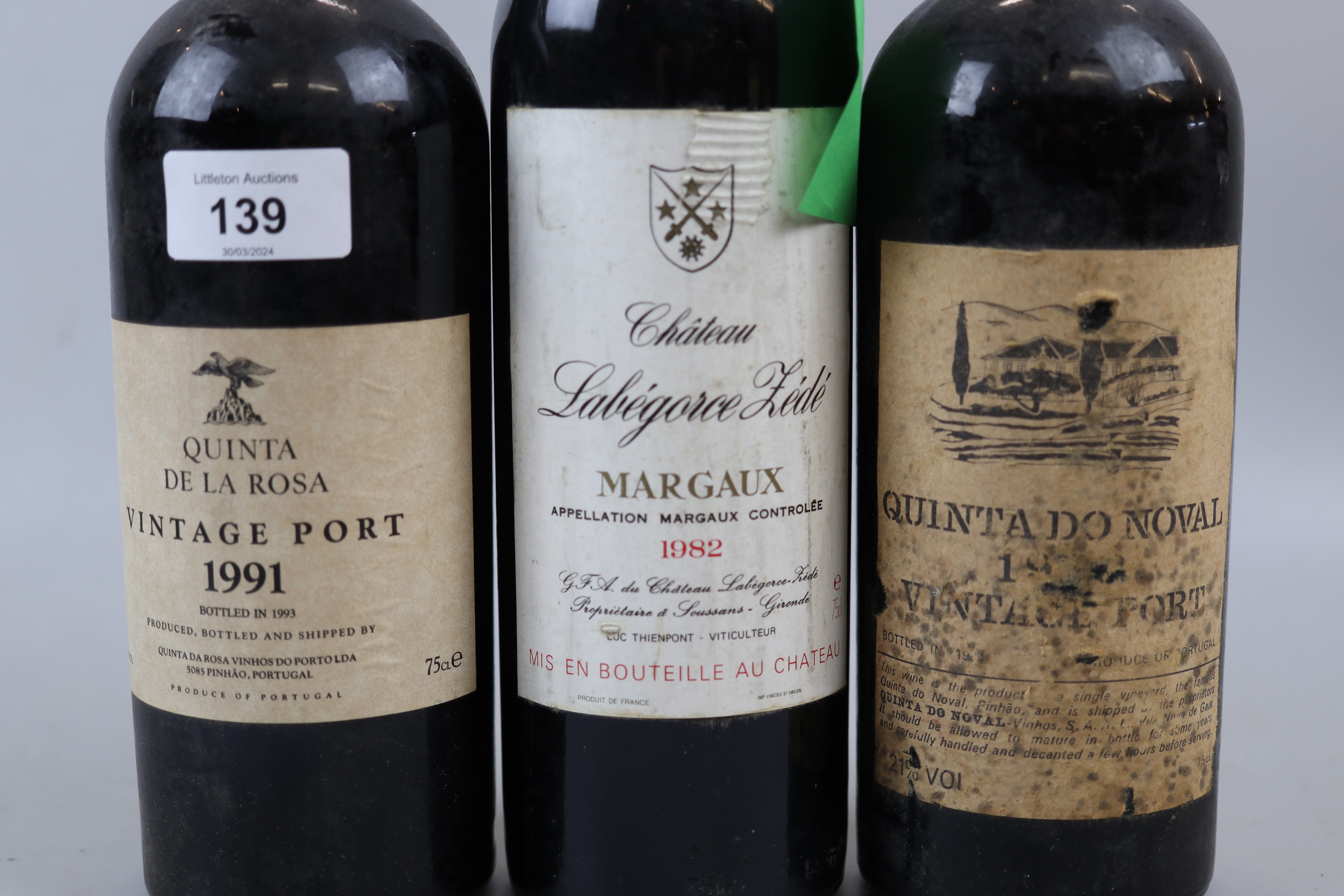 2 bottles of vintage port: Quinta de la Rosa 1991 & Quinta do Novel 1982 plus 1 bottle of Chateau - Image 3 of 3