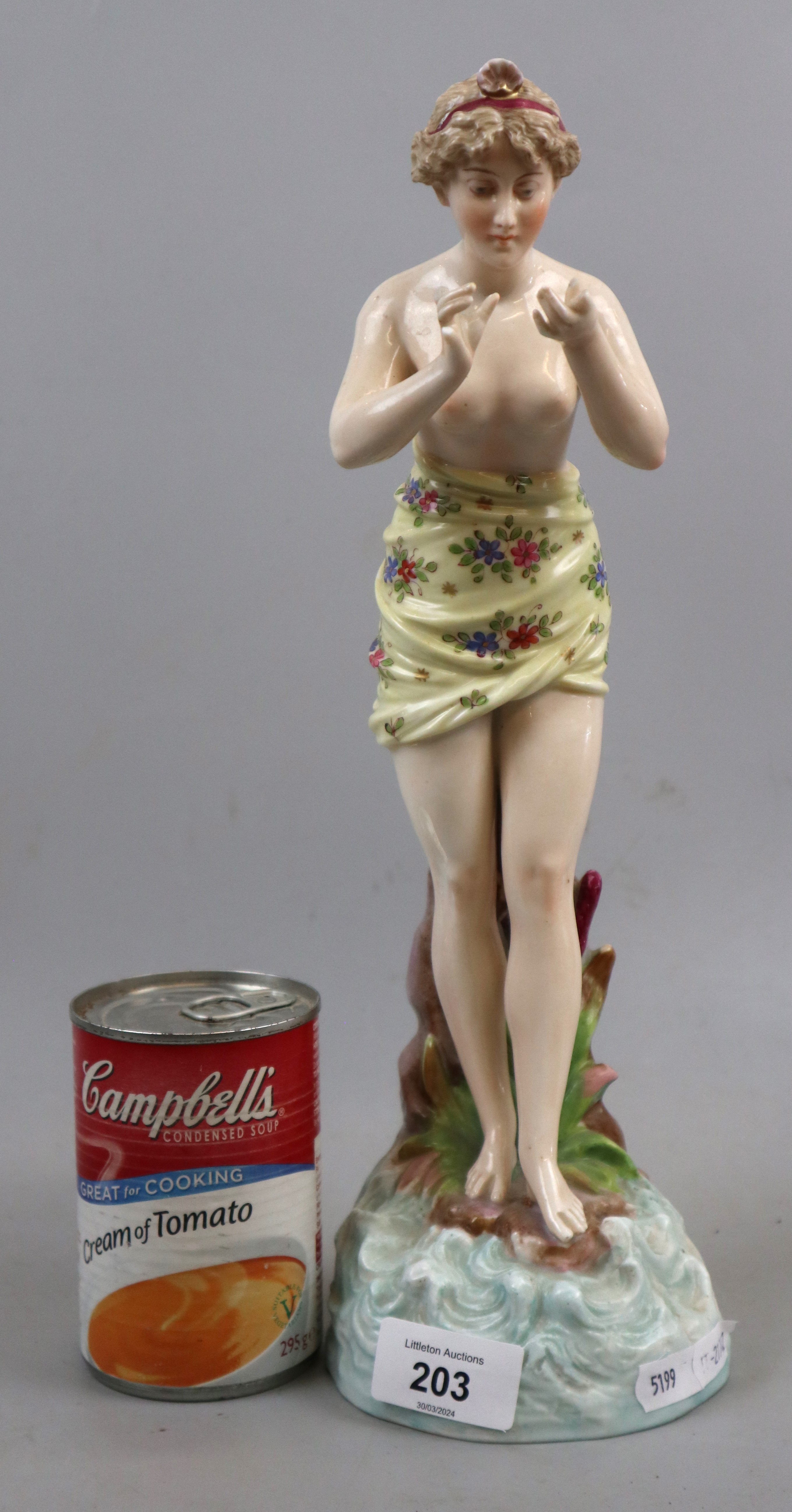 Antique porcelain figure of a maiden A/F - Approx height: 34cm - Image 4 of 4