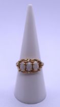 9ct gold 3 stone opal ring - Size M