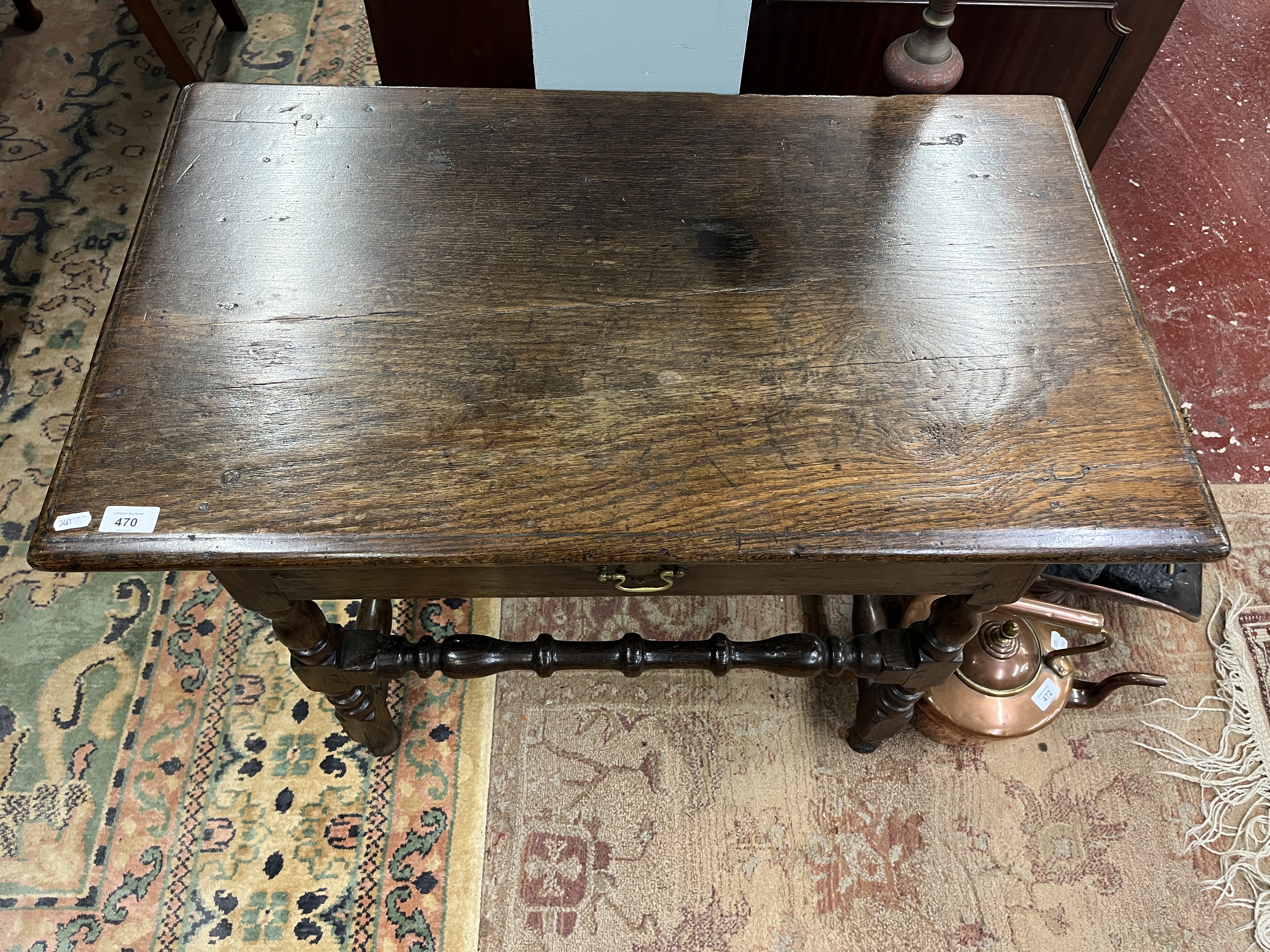 Antique oak side table - Approx size: W: 91cm D: 53cm H: 69cm - Image 2 of 5