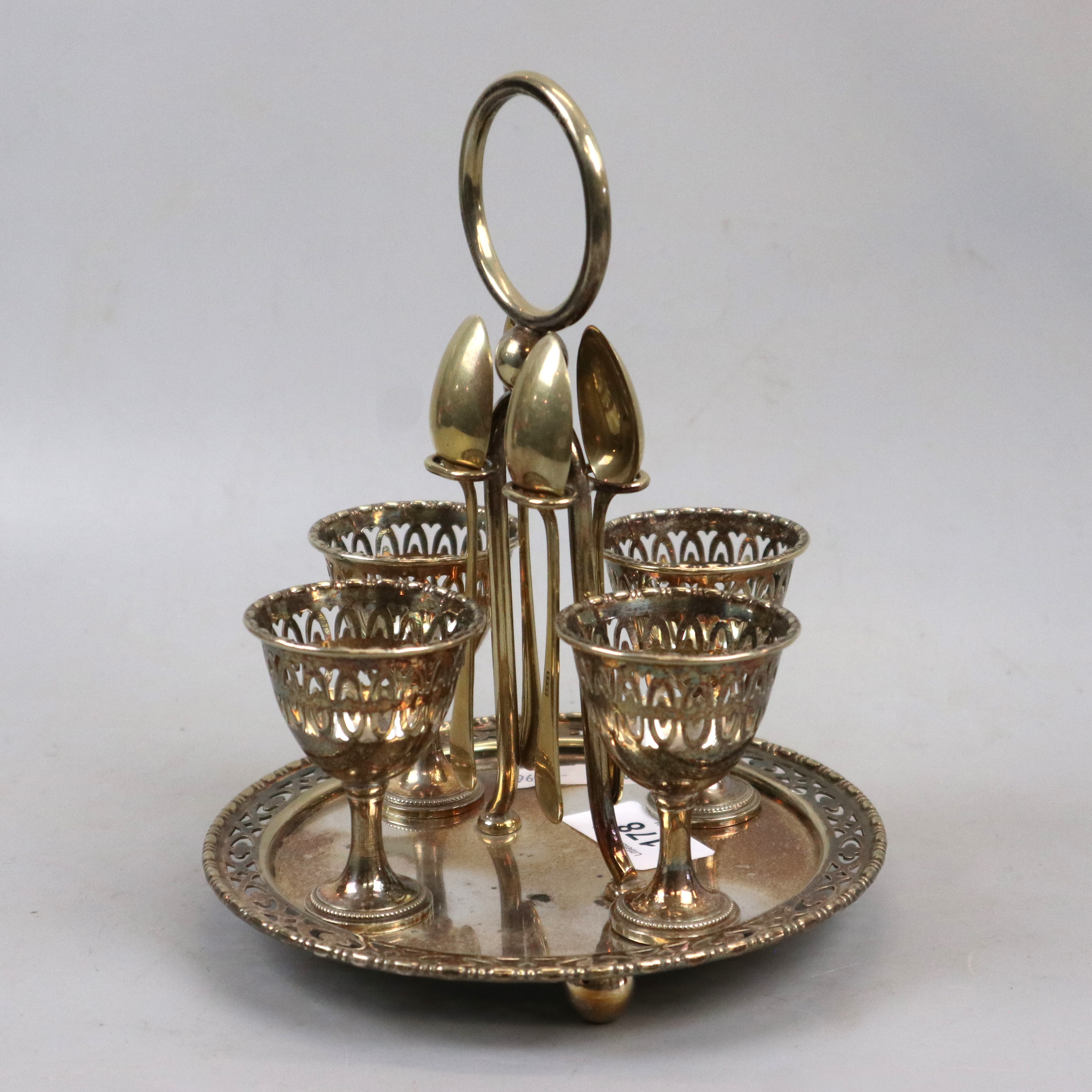 Silverplate egg cups and stand - Image 2 of 2