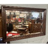 Bevelled oak framed mirror - Approx 41cm x 61cm