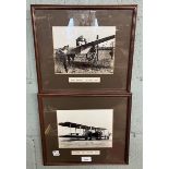 Framed photos of early airplanes dated 1909 and 1919