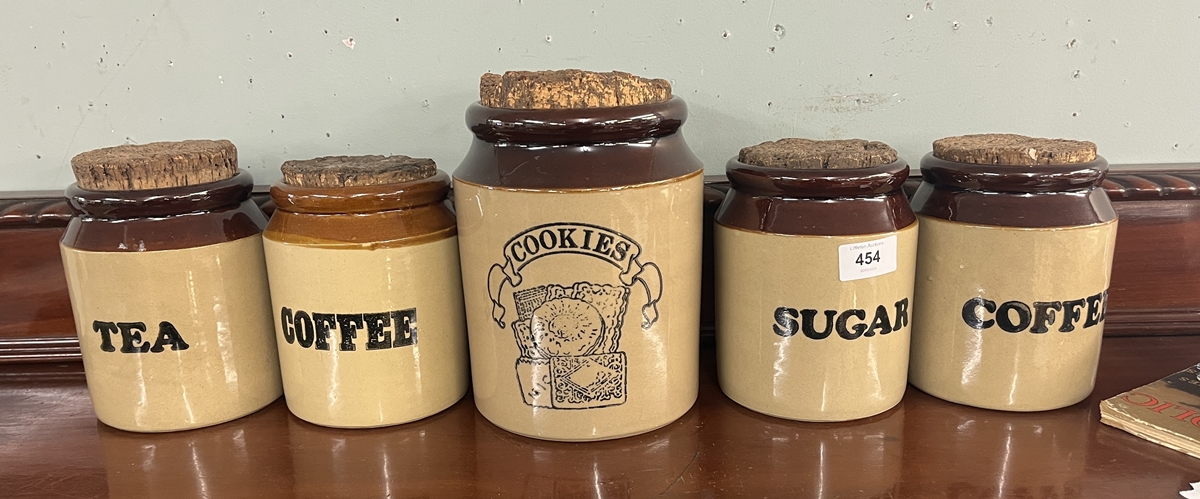 Salt glazed storage jars with cork tops