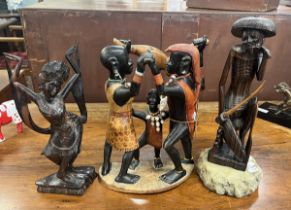 Tribal carved figures - Approx height of tallest: 36cm