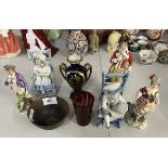 Collection of Continental ceramic figurines to include Dresden