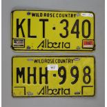 2 Alberta American licence plates