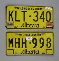 2 Alberta American licence plates