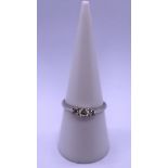 9ct white gold 3 stone diamond ring - Size O