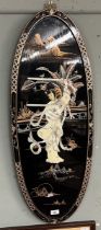 Oriental picture of a Geisha girl inlaid with mother-of-pearl