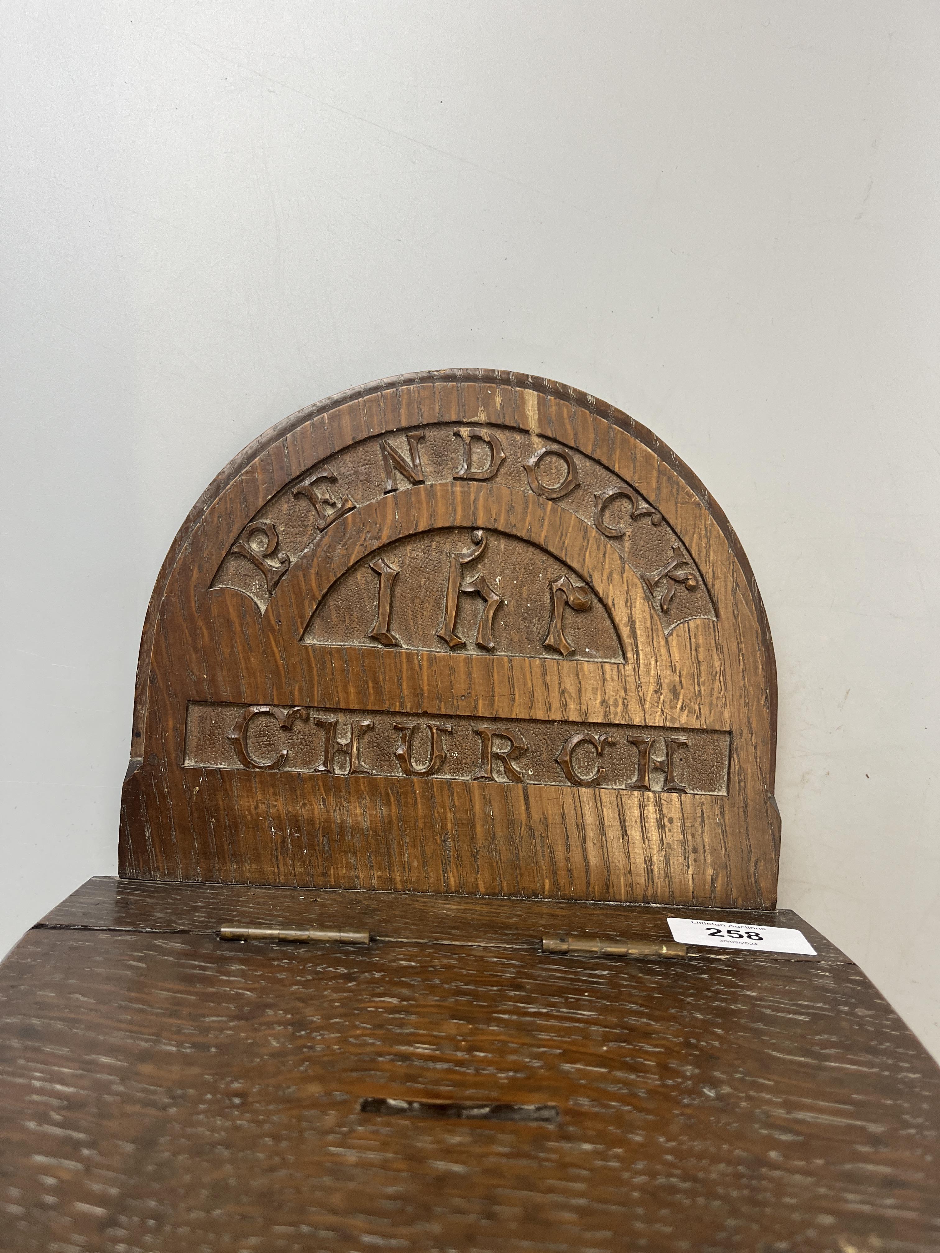 Carved Pendock church collection box - Image 4 of 6