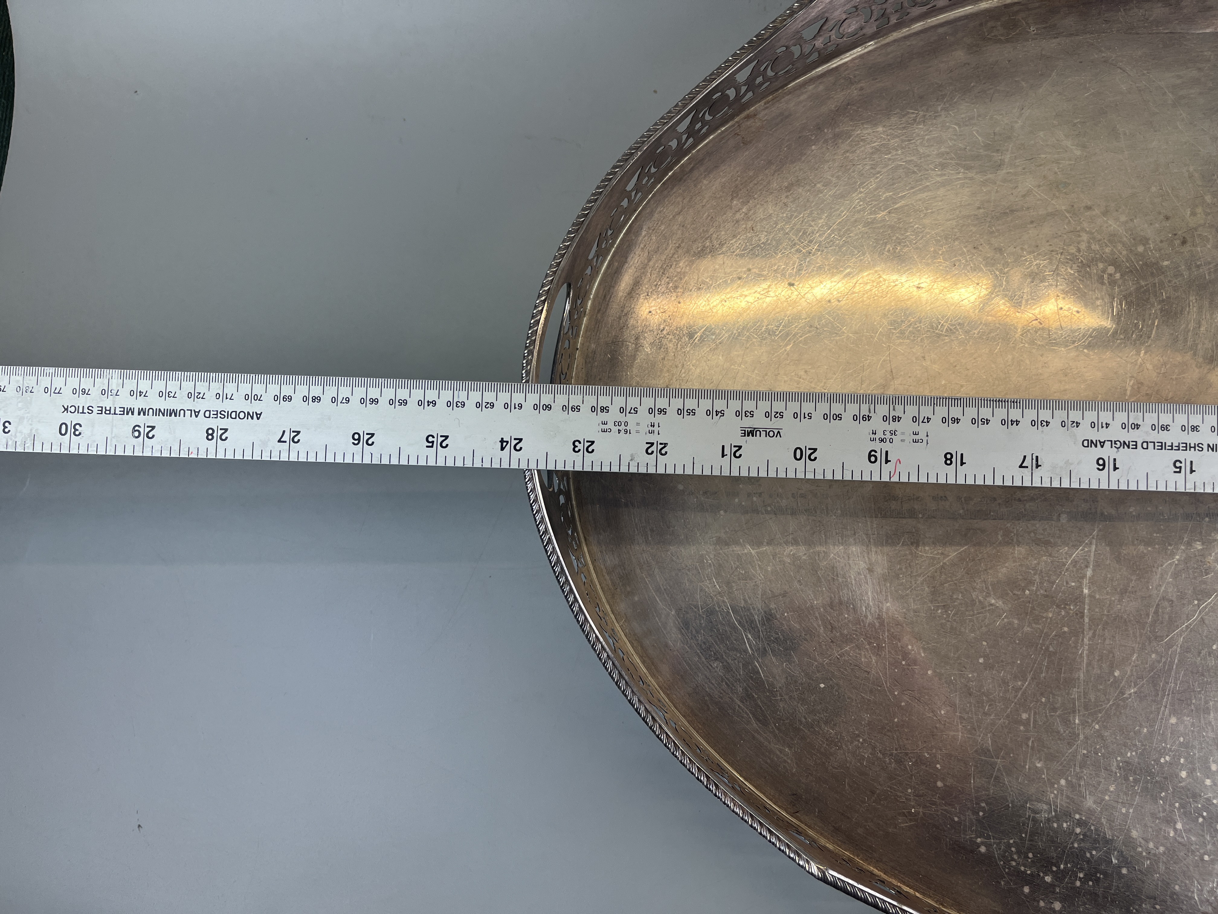 Large silver plate serving tray - Image 2 of 3