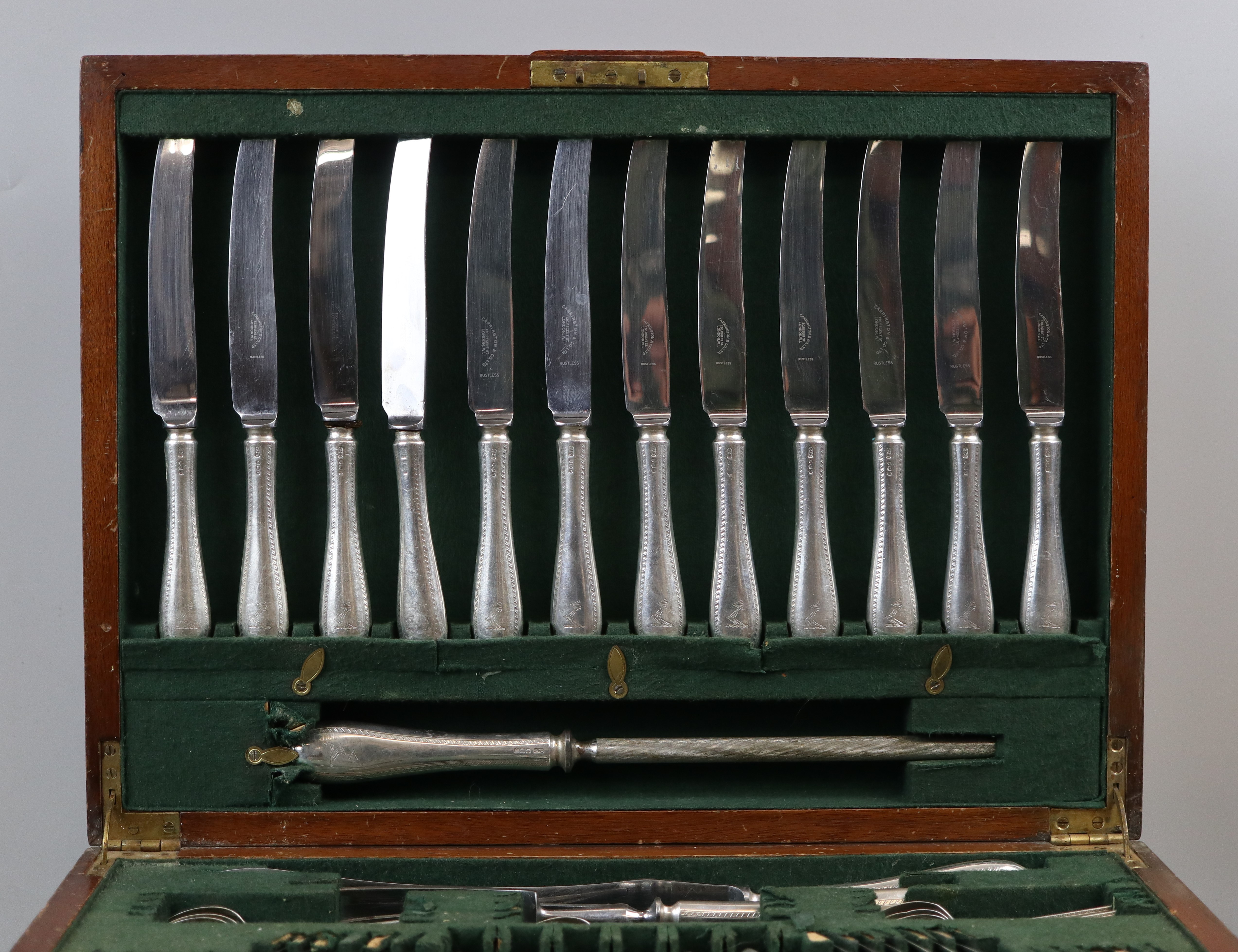 Canteen of hallmarked silver cutlery - Carrington and Co 1961 - over 3.4kg of silver - Image 3 of 4