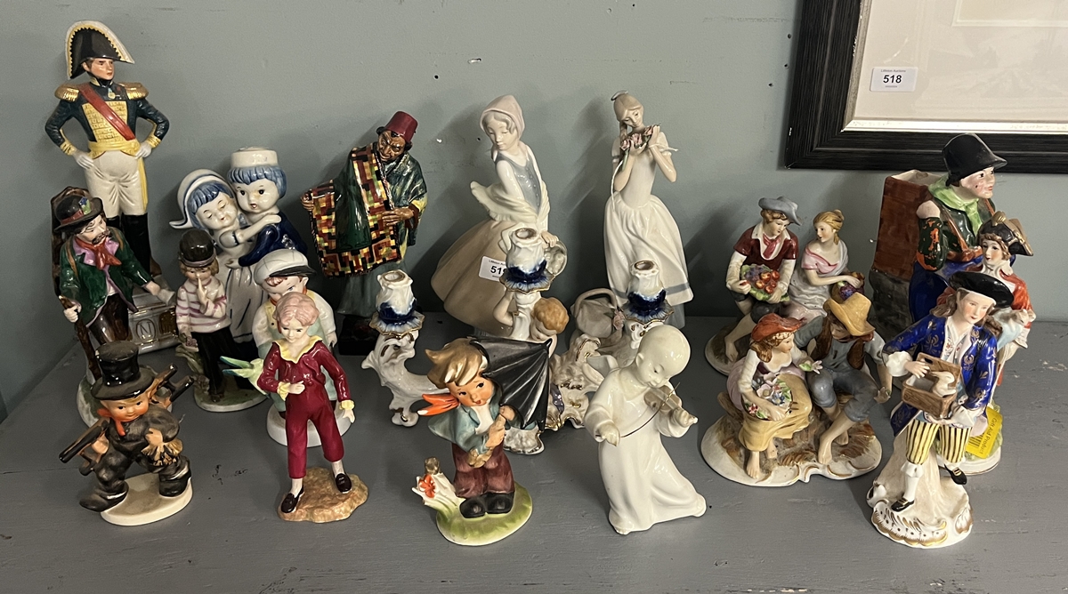 Collection of figurines to include Ladro, Nao and Royal Doulton