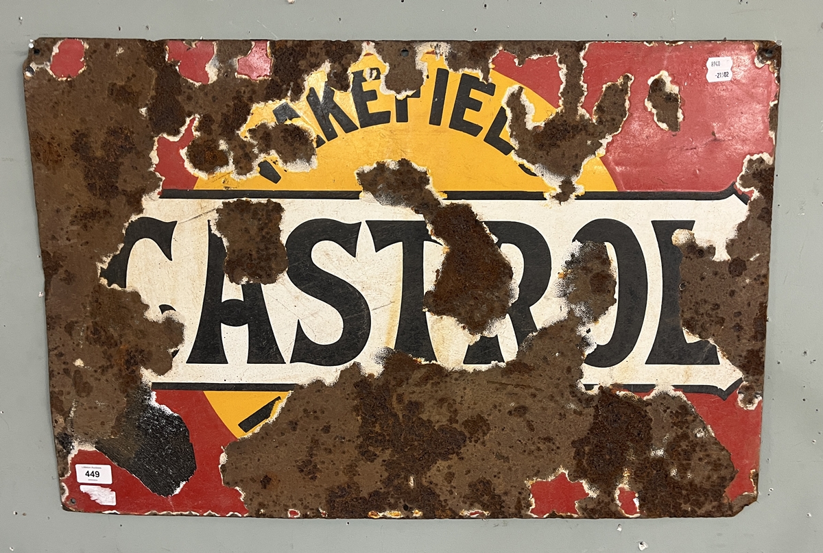 Original enamel Castrol oil sign - Approx 75cm x 50cm