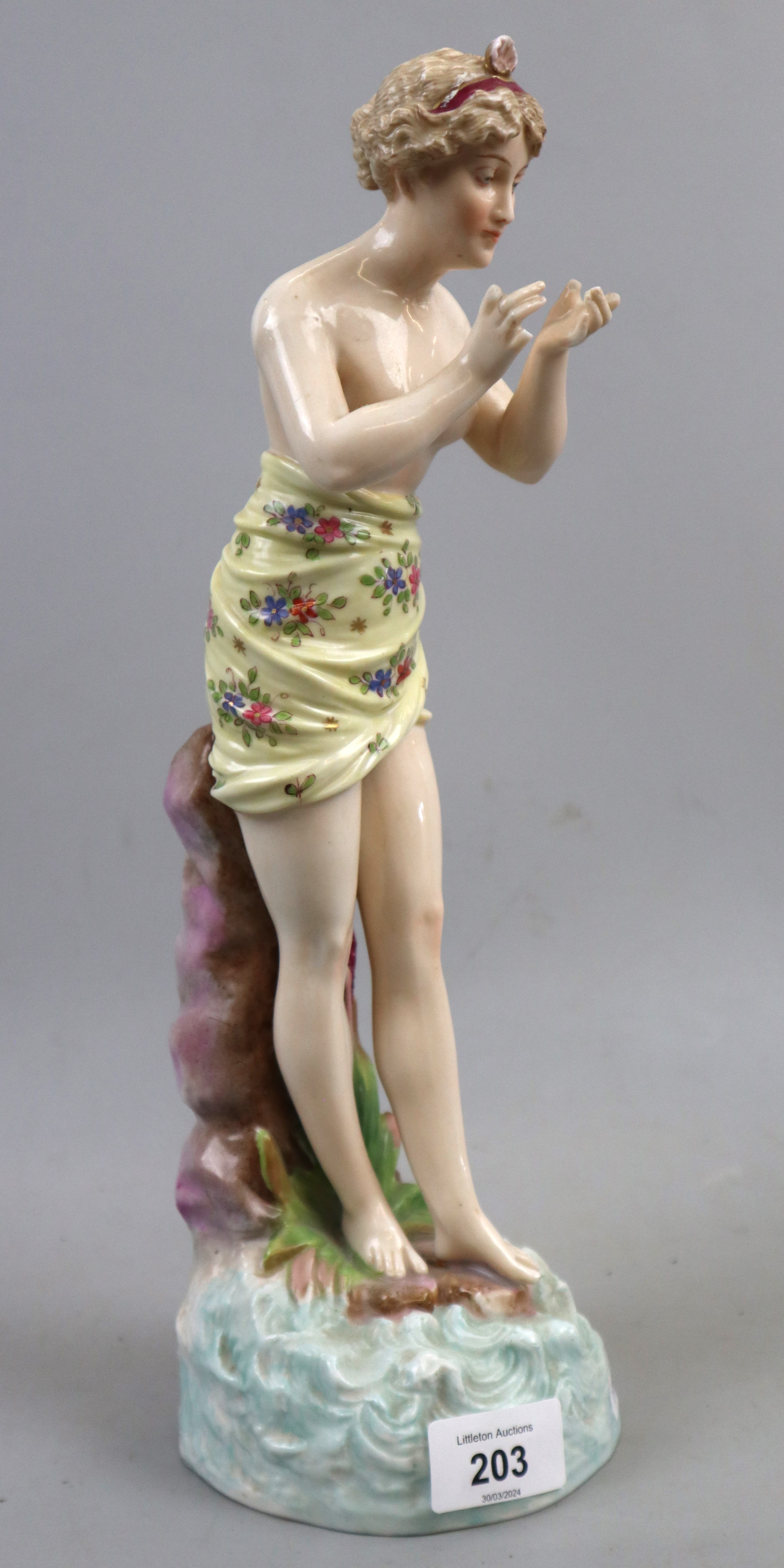 Antique porcelain figure of a maiden A/F - Approx height: 34cm - Image 3 of 4