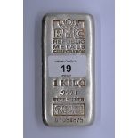 Silver bar 1kg - .999 fine silver