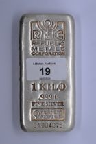 Silver bar 1kg - .999 fine silver