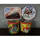 Collection of vintage Blue Bird Toffee tins in unused condition straight from the factory