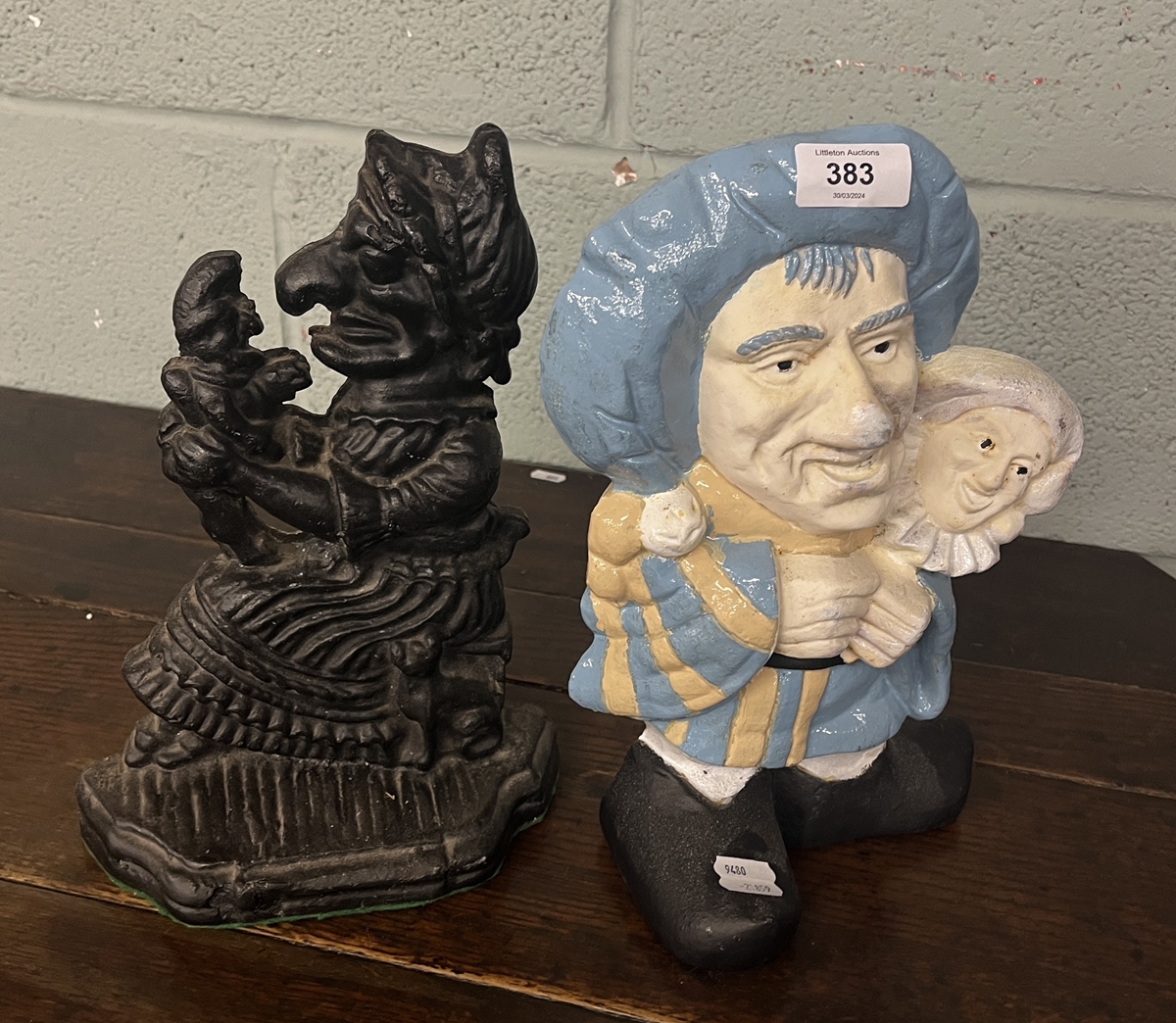 2 cast iron door stops to include Punch & Judy door stop