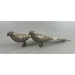 Pair of white metal pheasants