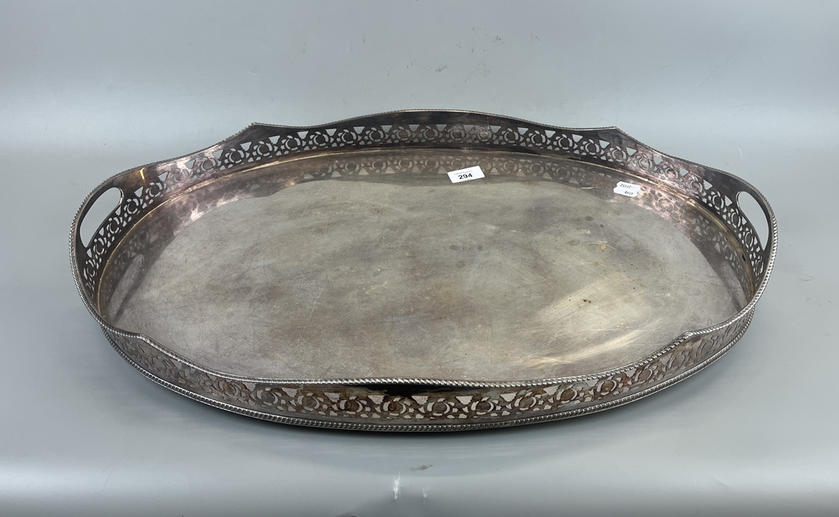 Large silver plate serving tray