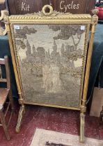 Gilt tapestry fire screen