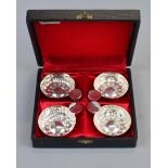 Cased Continental silver wine tasting set - Approx weight of silver: 78g