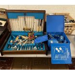 Gas camping stove boxed cutlery, blow torch etc