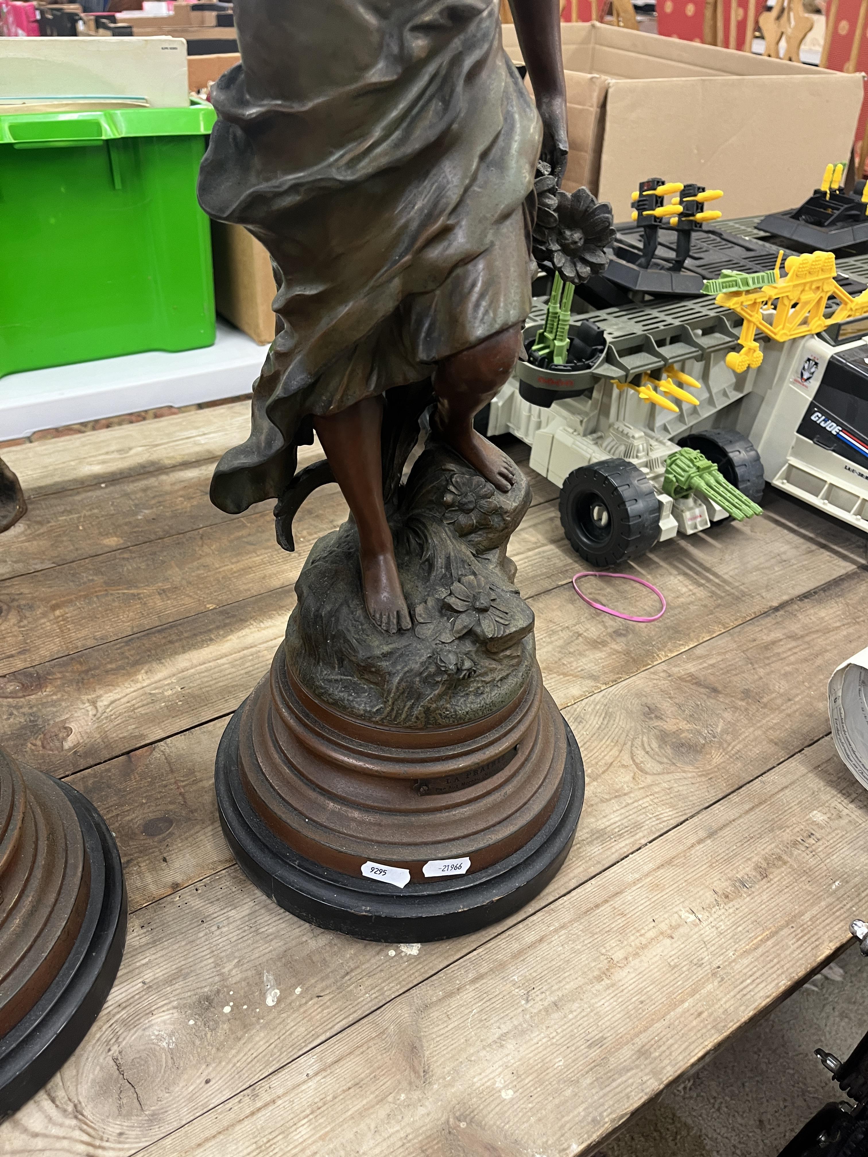 2 large spelter statues A/F - August Moreau style - Approx height of tallest: 65cm - Image 4 of 5
