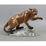 Beswick figure of a mountain lion/puma in attack position A/F (repair to one of the ears) - Approx