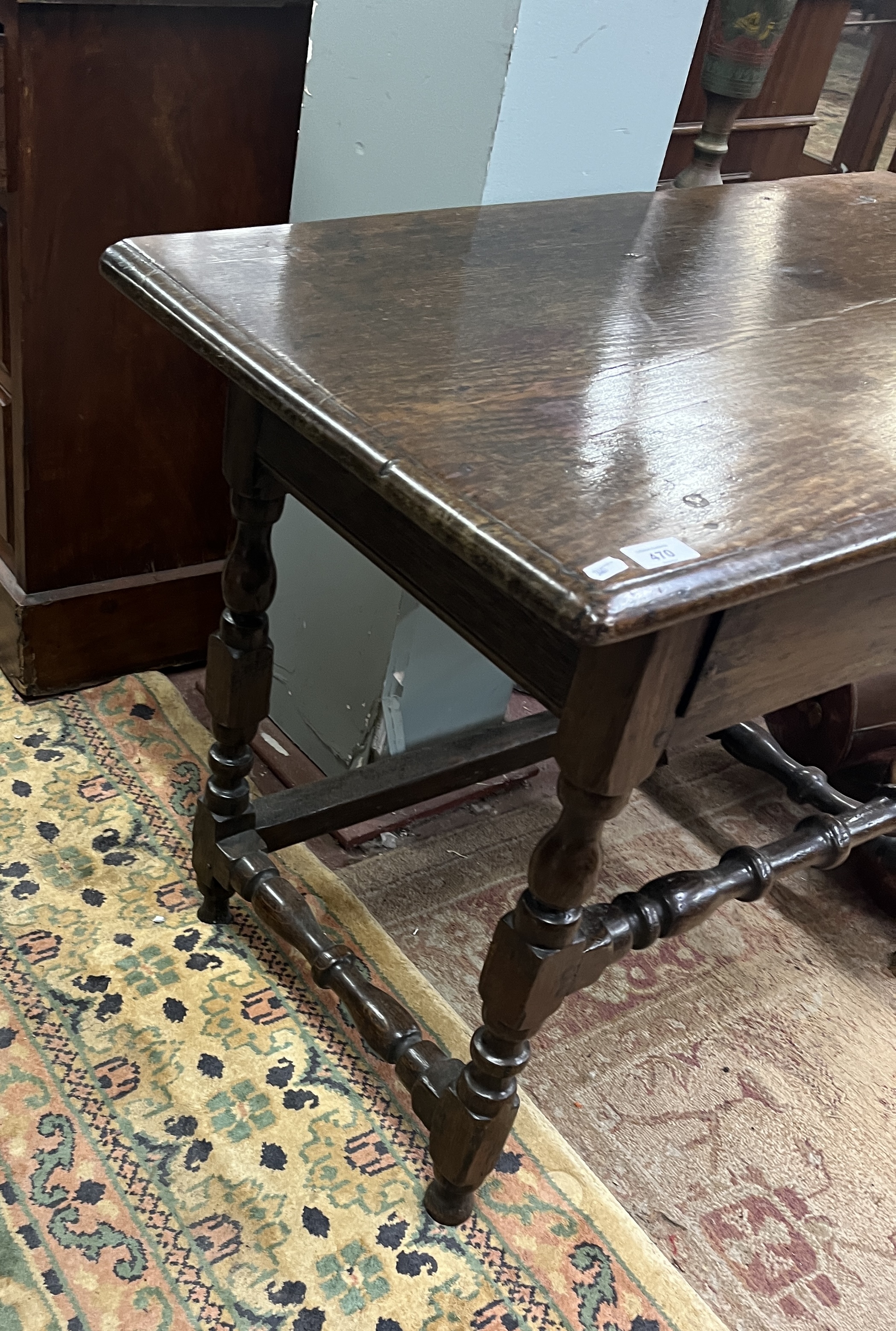 Antique oak side table - Approx size: W: 91cm D: 53cm H: 69cm - Image 4 of 5