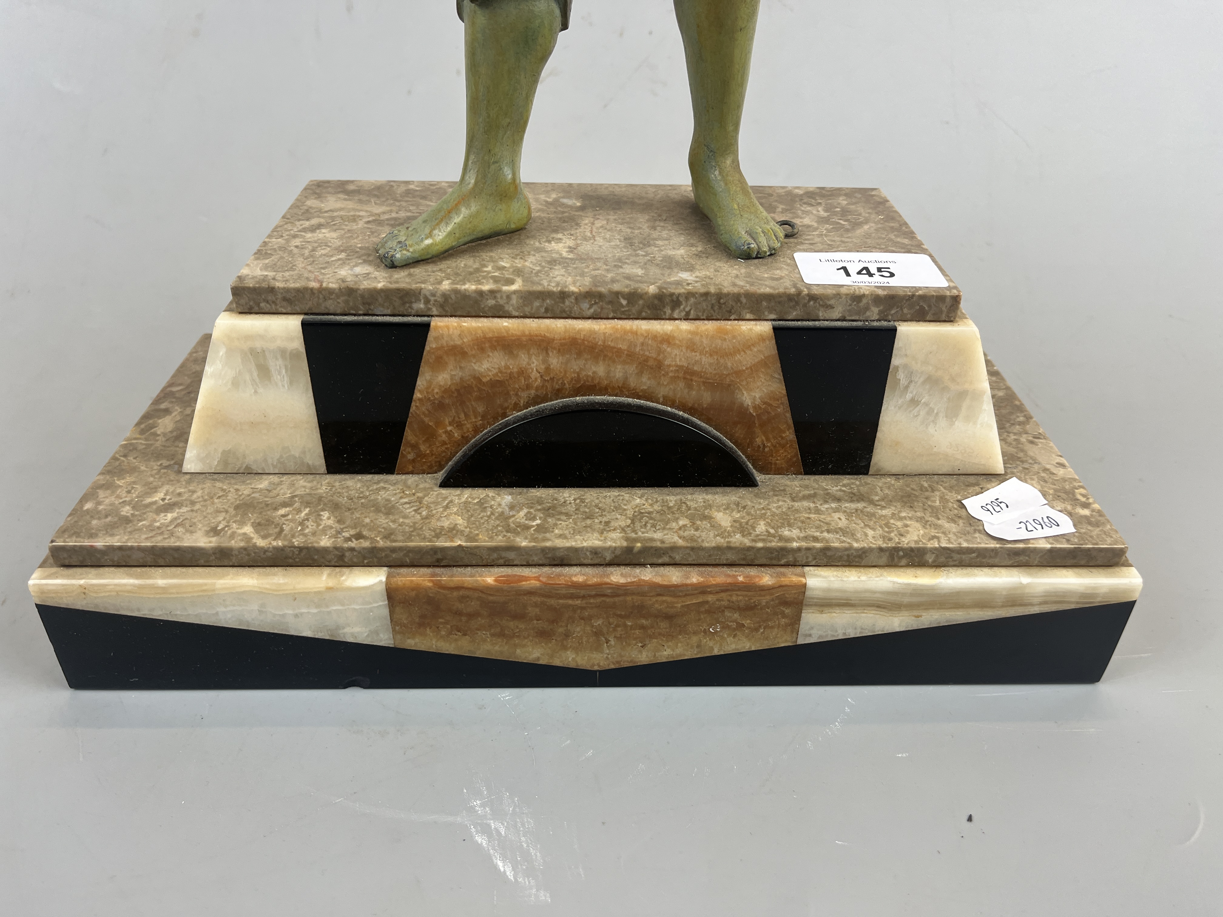 Art Deco 'Happy Fisher' figure on marble base - Approx height: 42cm - Image 4 of 4