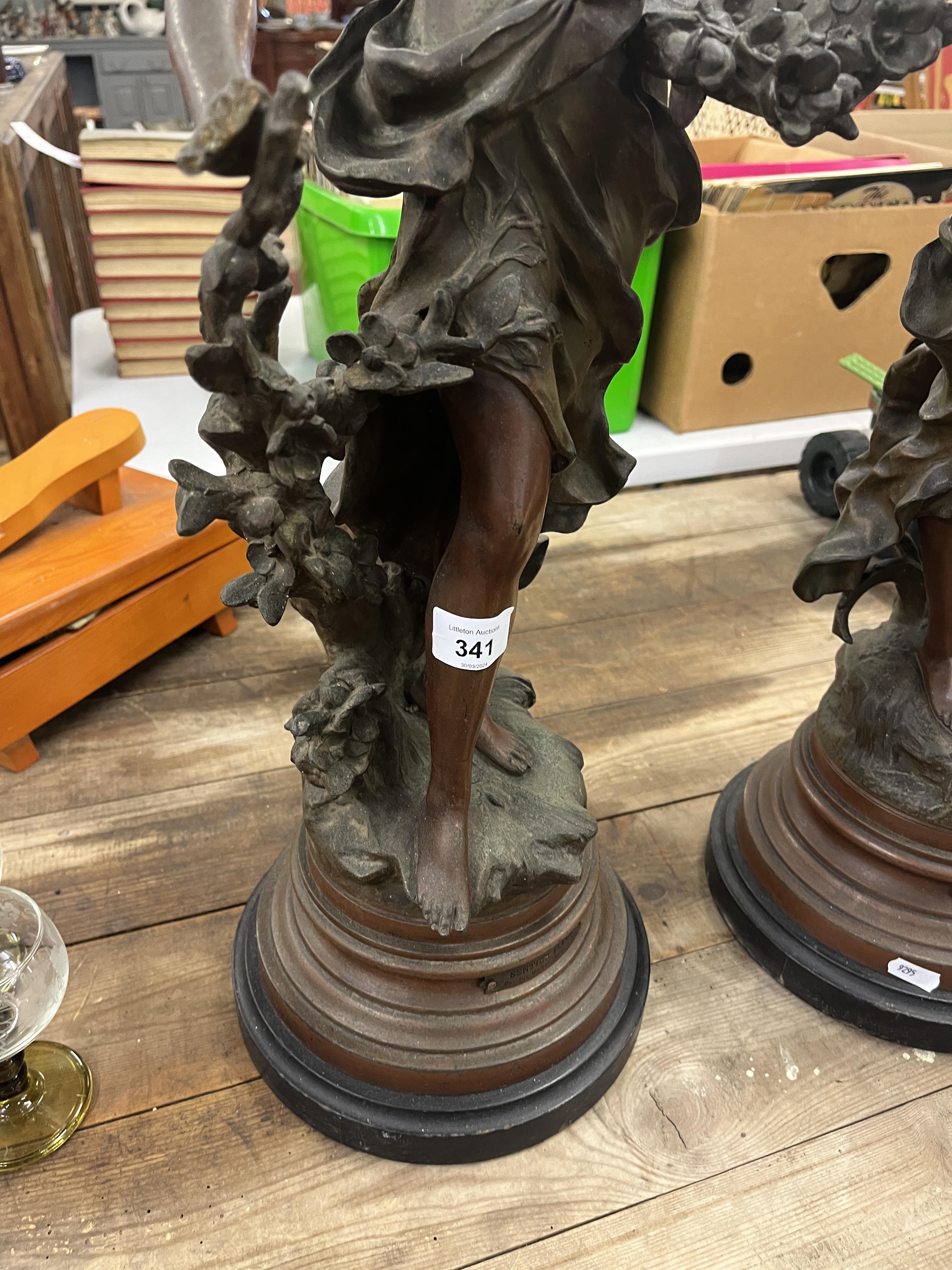 2 large spelter statues A/F - August Moreau style - Approx height of tallest: 65cm - Image 3 of 5