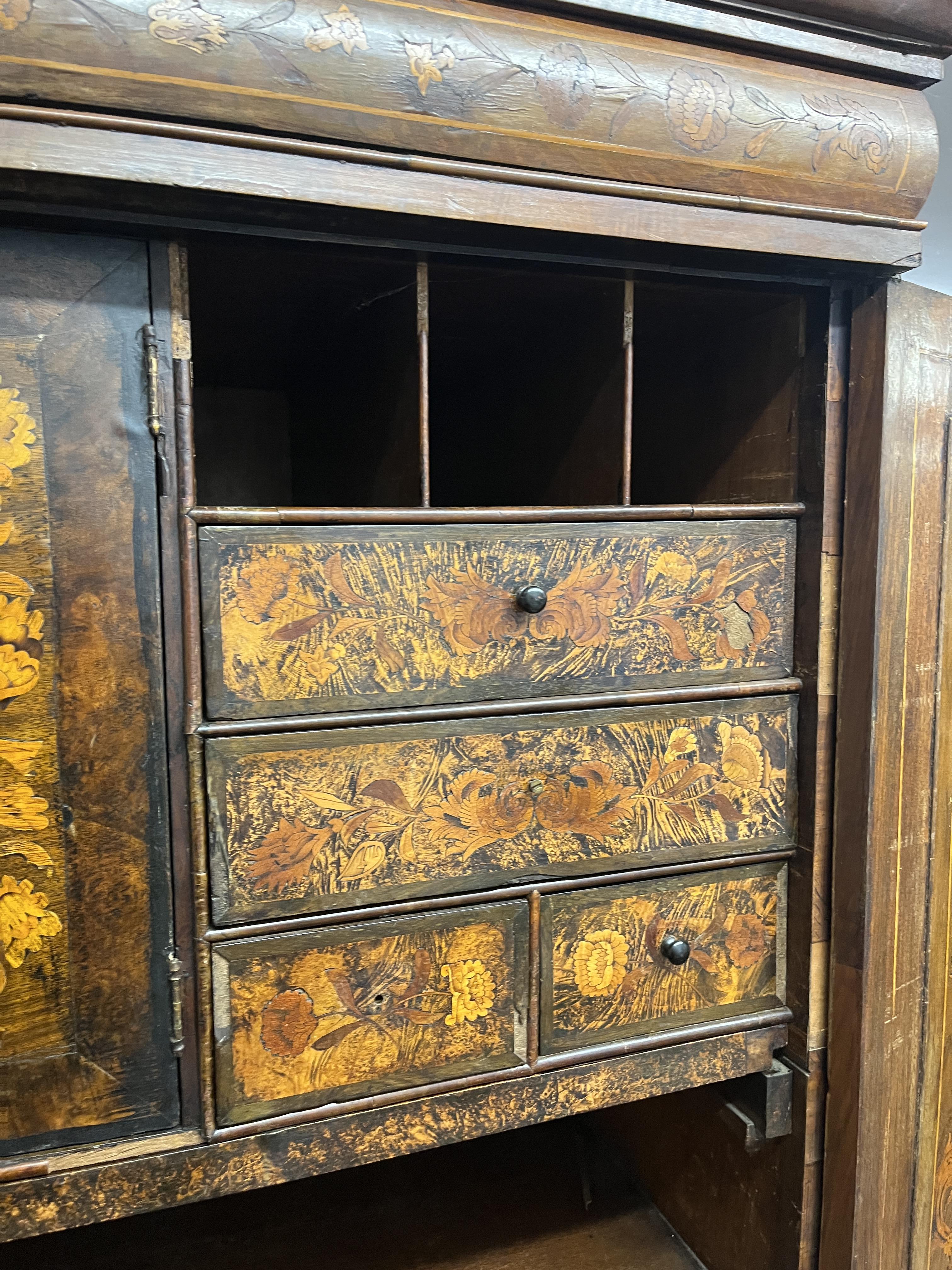 Early Dutch marquetry cabinet A/F - Approx size: W: 132cm D: 59cm H: 192cm - Image 11 of 25