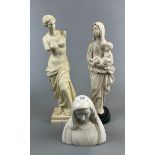 2 Virgin Marys together with a Venus de Milo figure