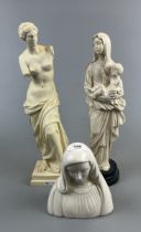 2 Virgin Marys together with a Venus de Milo figure