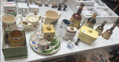 Collection of ceramics to include Wade, Bells whisky decanters etc