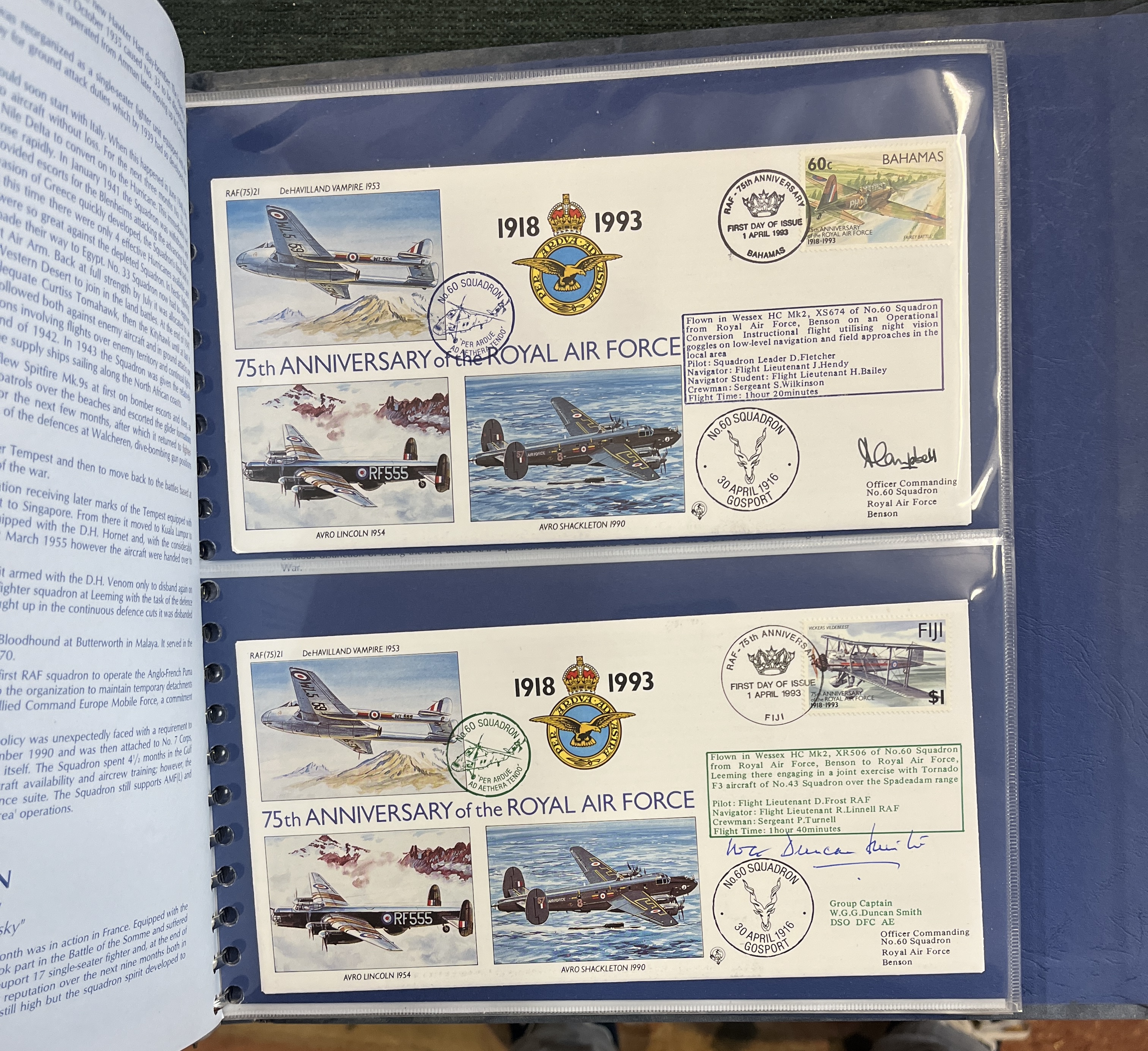 Stamps - Aviation. 60 RAF 50th Anniversary covers in special album. 31 signed - Bild 9 aus 9