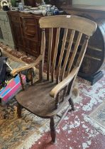 Elm seated slat-back fireside chair